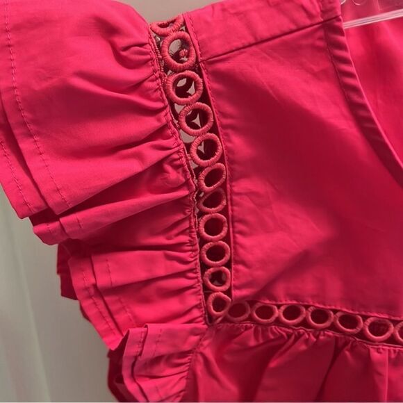 Fushia Flutter Sleeve Blouse Top - Picture 3 of 6